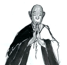 Monk in gassho, drawing