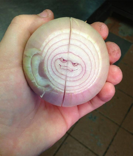 Onion section looking like Bodhidharma's face